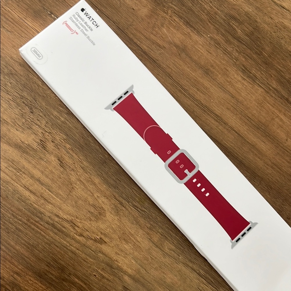 Apple Classic Stainless Steel Leather Watch Band in (PRODUCT)RED